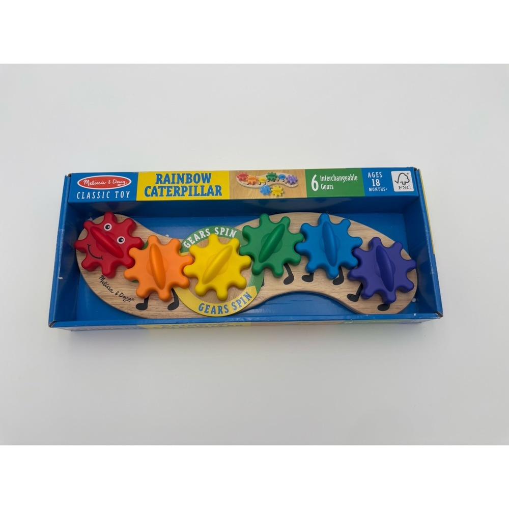 Melissa & Doug Wooden Rainbow Caterpillar Gear Toy 18 Months+ 2016